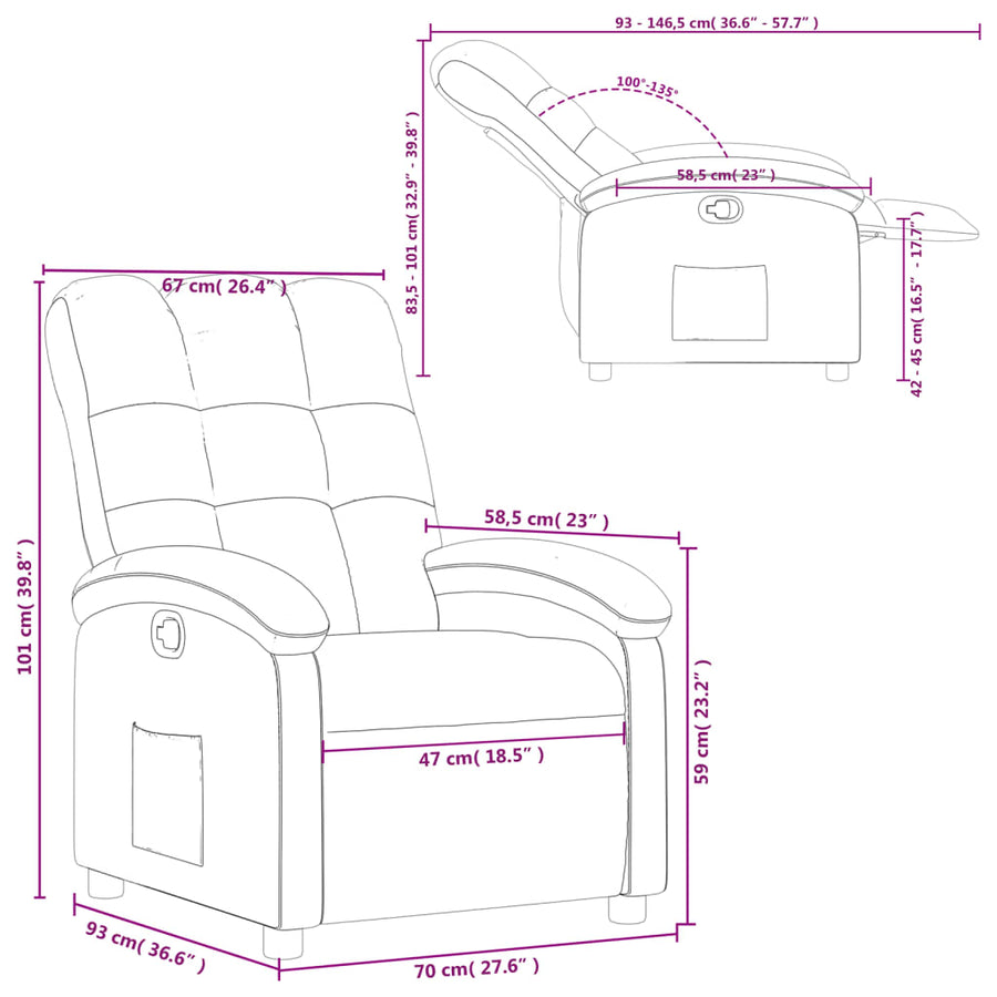 Relaxfauteuil lichtgrijze stof