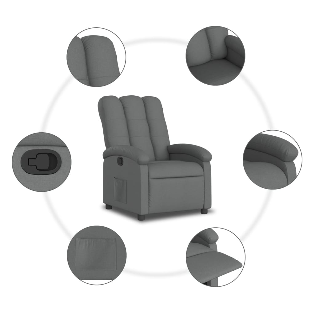 Relaxfauteuil Donkergrijze Stof