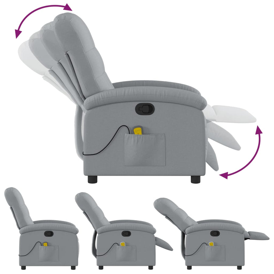 Massagestoel met lichtgrijze stof