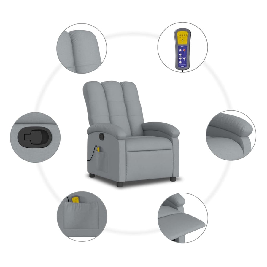 Massagestoel met lichtgrijze stof