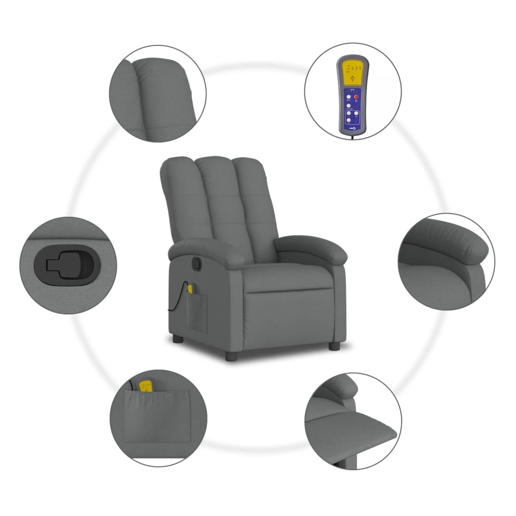 Massagestoel in donkergrijze stof