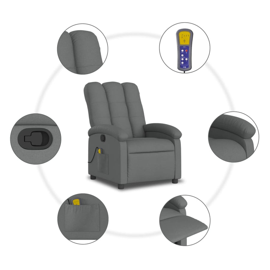 Massagestoel in donkergrijze stof