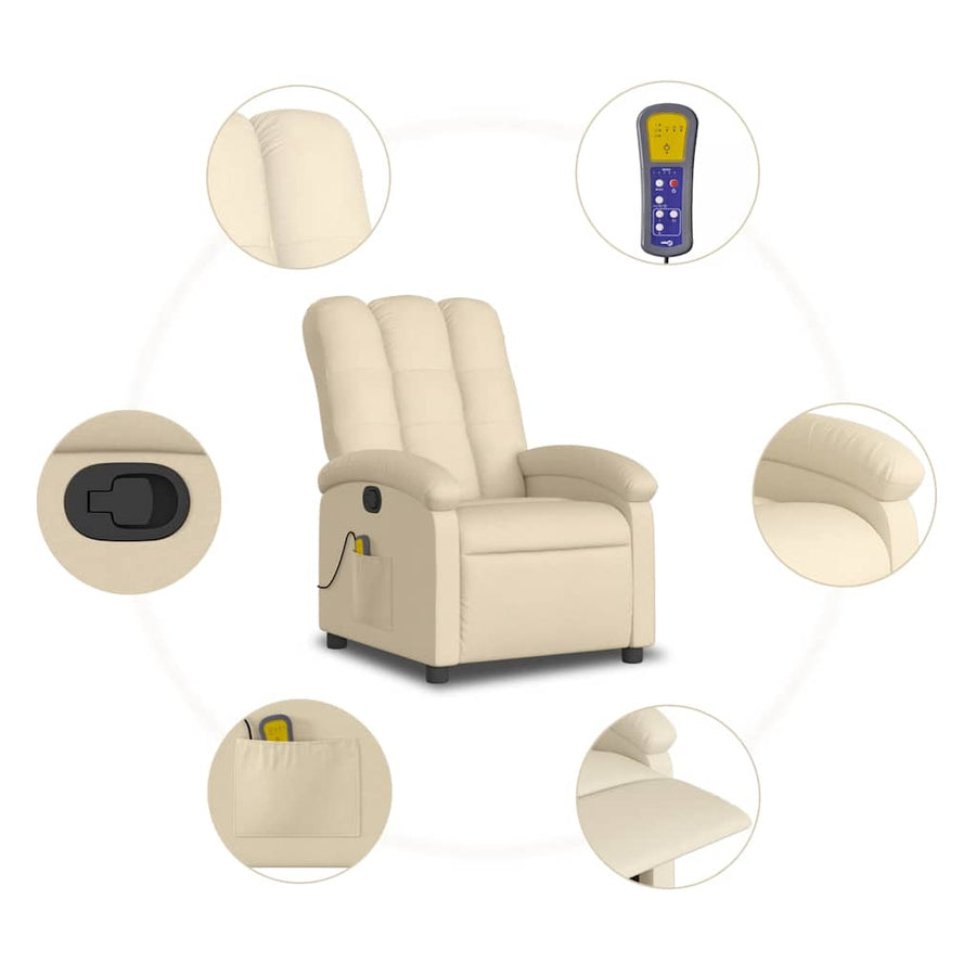 Massagestoel met crèmekleurige stof
