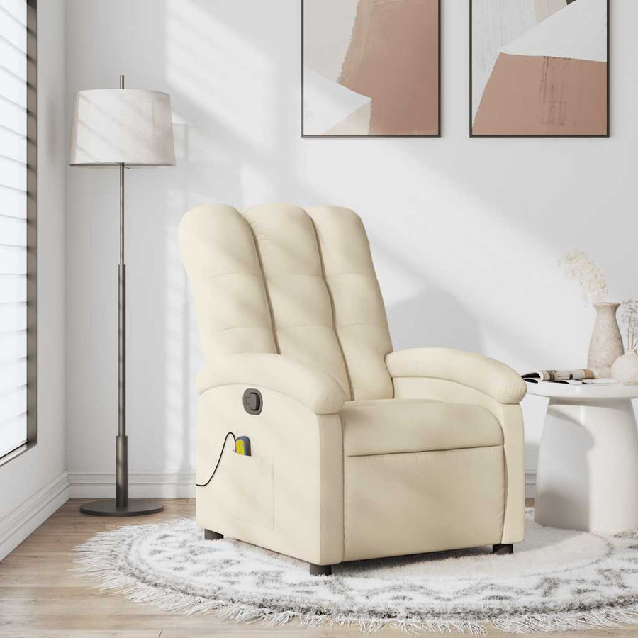 Massagestoel met crèmekleurige stof