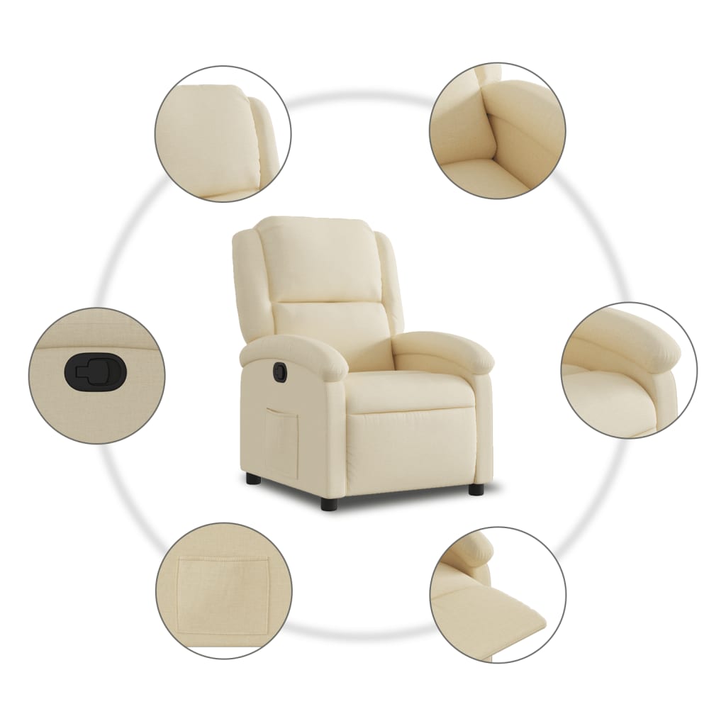 Relaxfauteuil crème stof