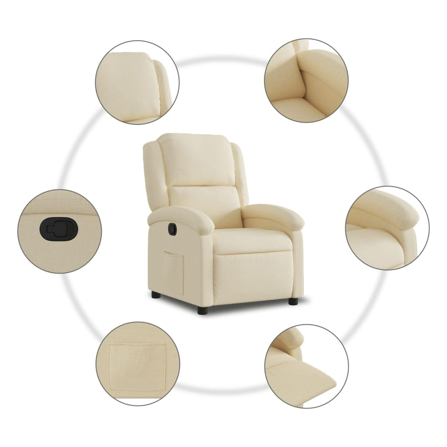 Relaxfauteuil crème stof