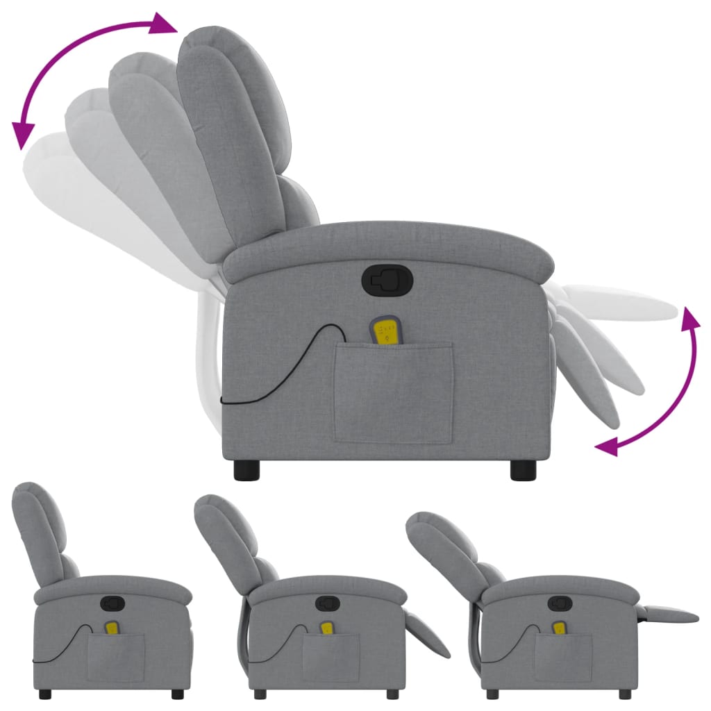 Massagestoel met lichtgrijze stof