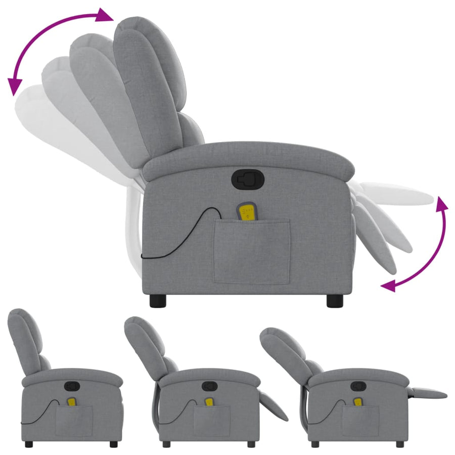 Massagestoel met lichtgrijze stof