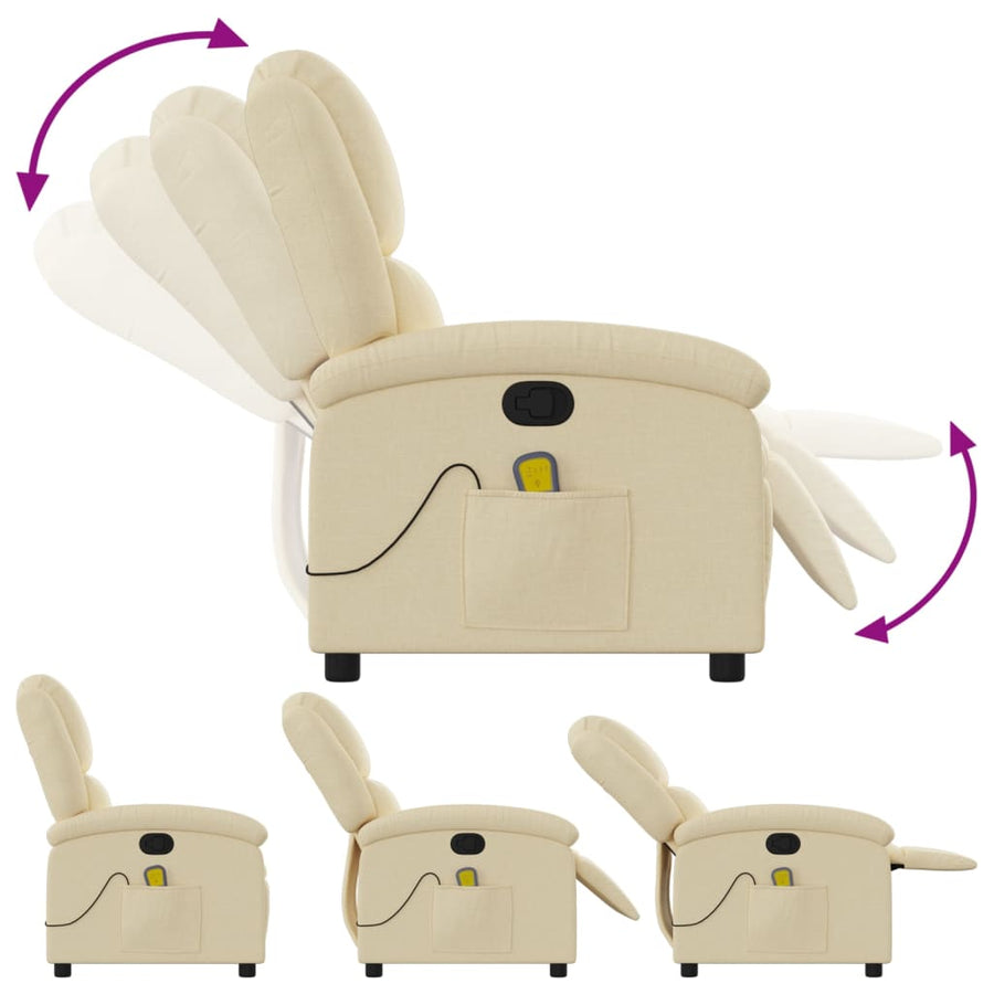 Massagestoel met crèmekleurige stof