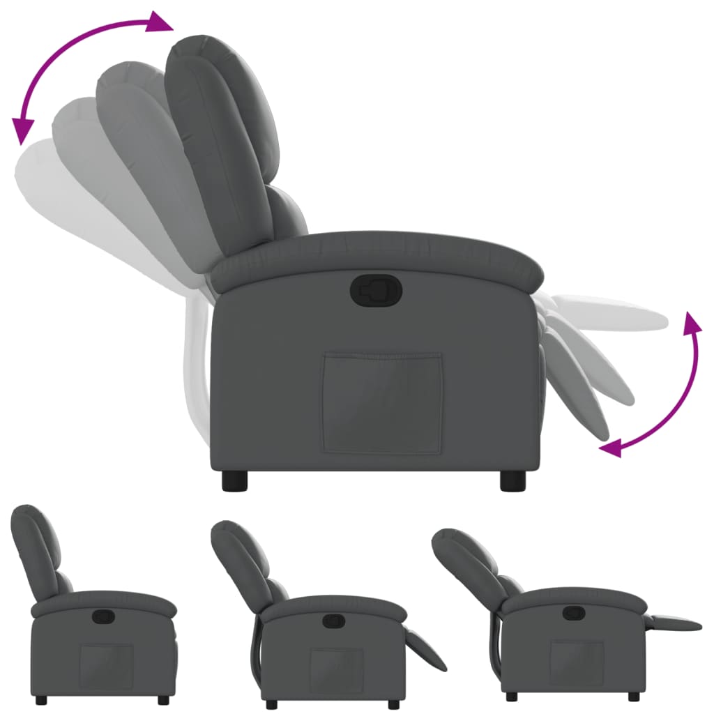 Relaxfauteuil grijs kunstleer