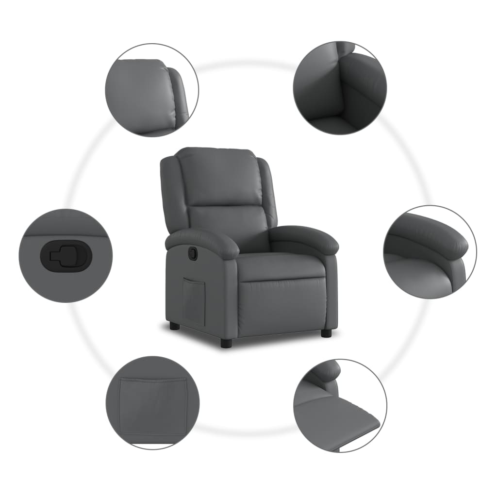 Relaxfauteuil grijs kunstleer
