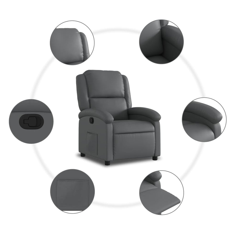 Relaxfauteuil grijs kunstleer