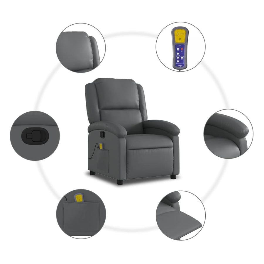 Massagestoel van grijs kunstleer