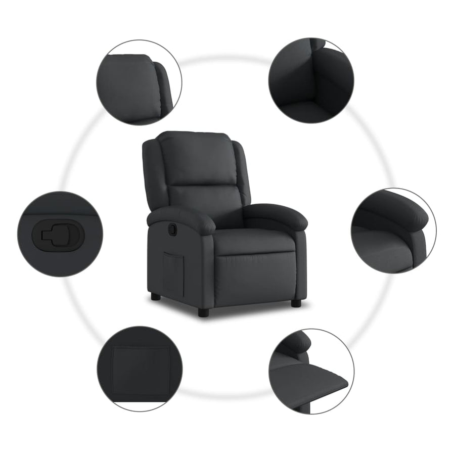 Relaxfauteuil Zwart Echt Leer