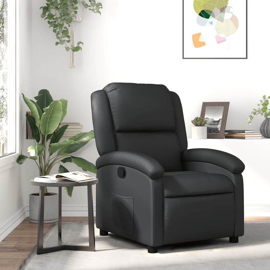 Relaxfauteuil Zwart Echt Leer