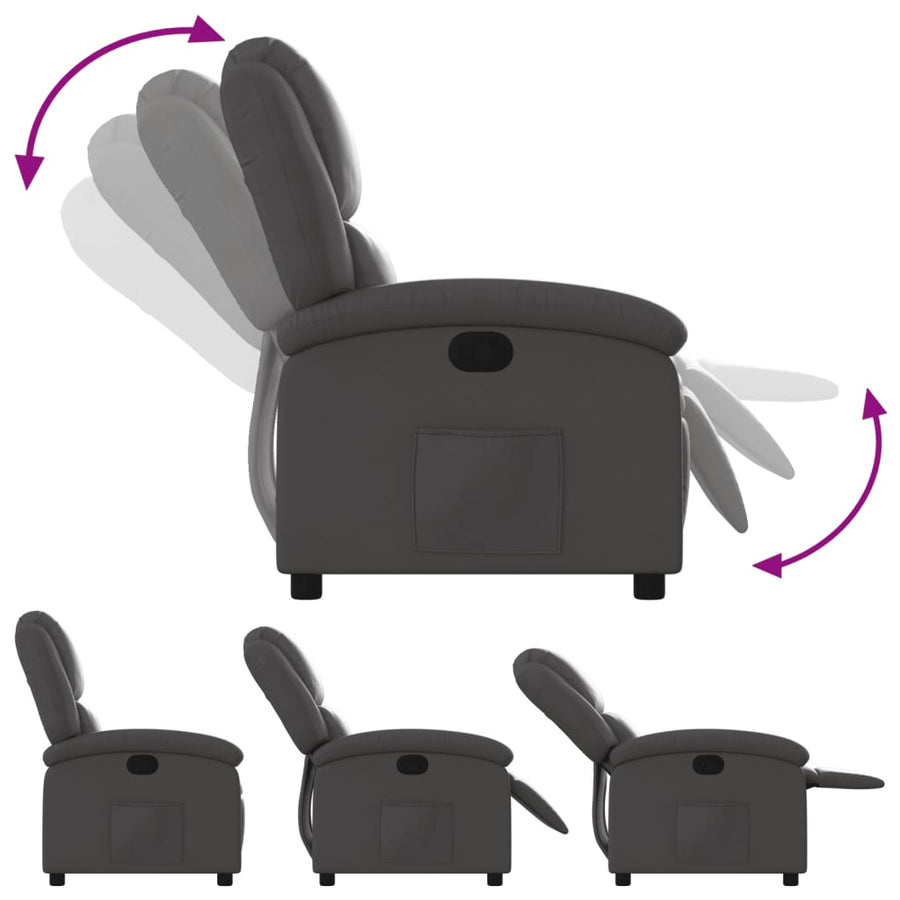 Relaxfauteuil Grijs Echt Leer