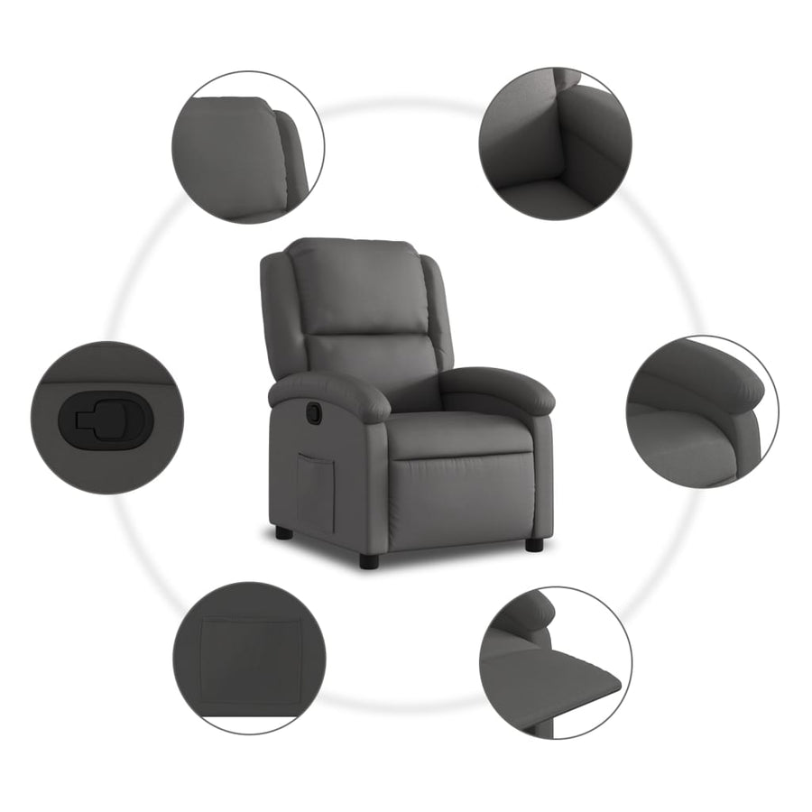 Relaxfauteuil Grijs Echt Leer