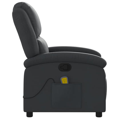 Massagestoel van echt leer, zwart