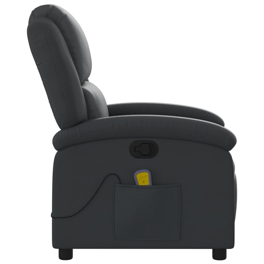 Massagestoel van echt leer, zwart
