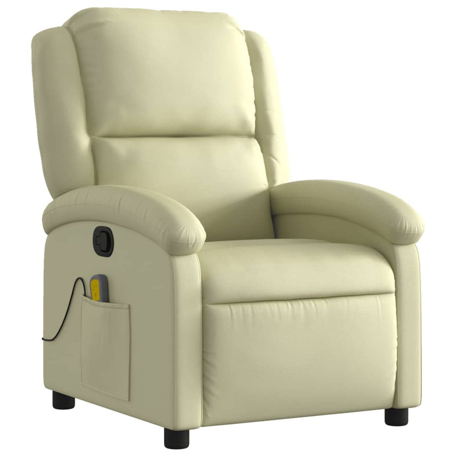 Massagestoel van echt leer, crèmekleurig