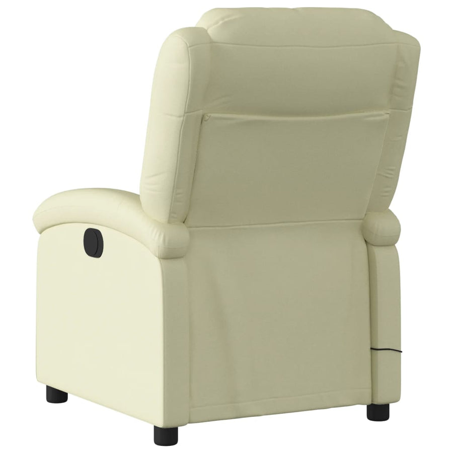Massagestoel van echt leer, crèmekleurig