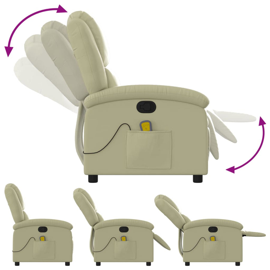 Massagestoel van echt leer, crèmekleurig