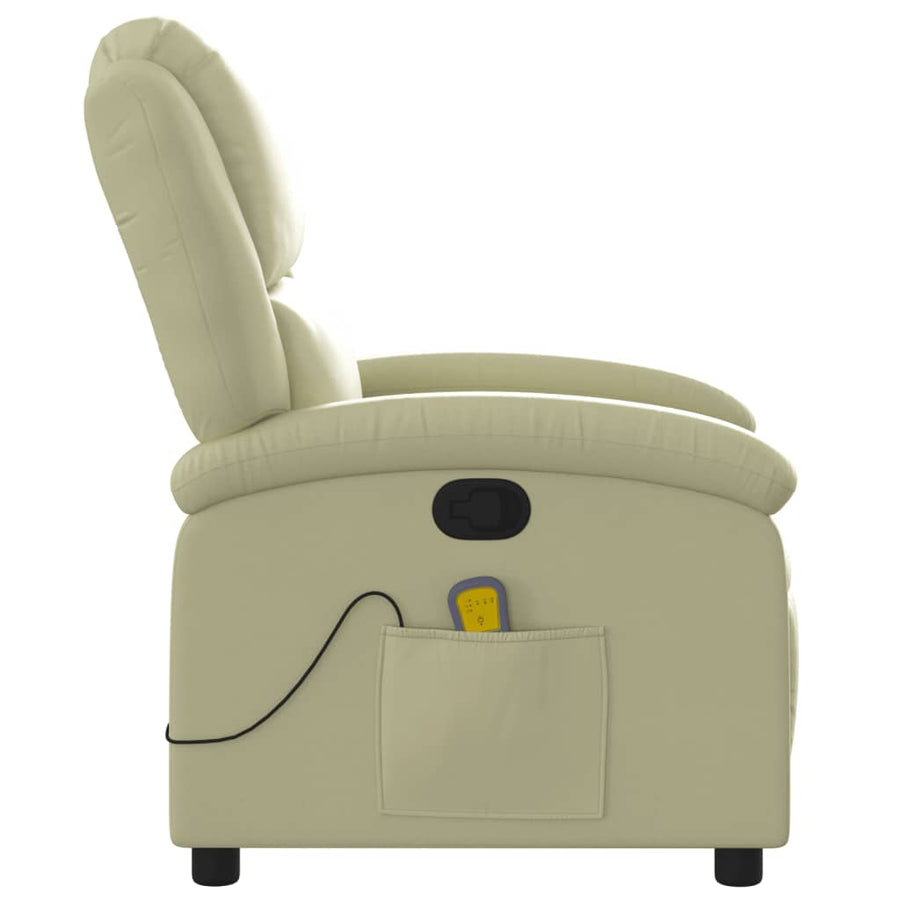 Massagestoel van echt leer, crèmekleurig
