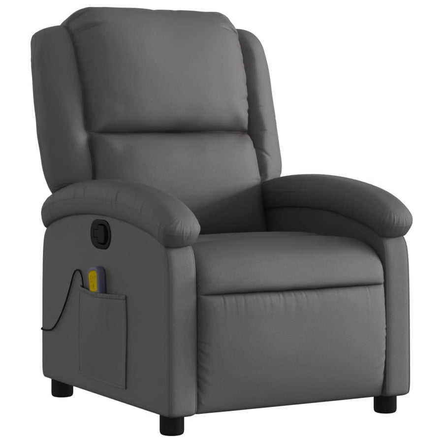 Massagestoel van echt leer, grijs