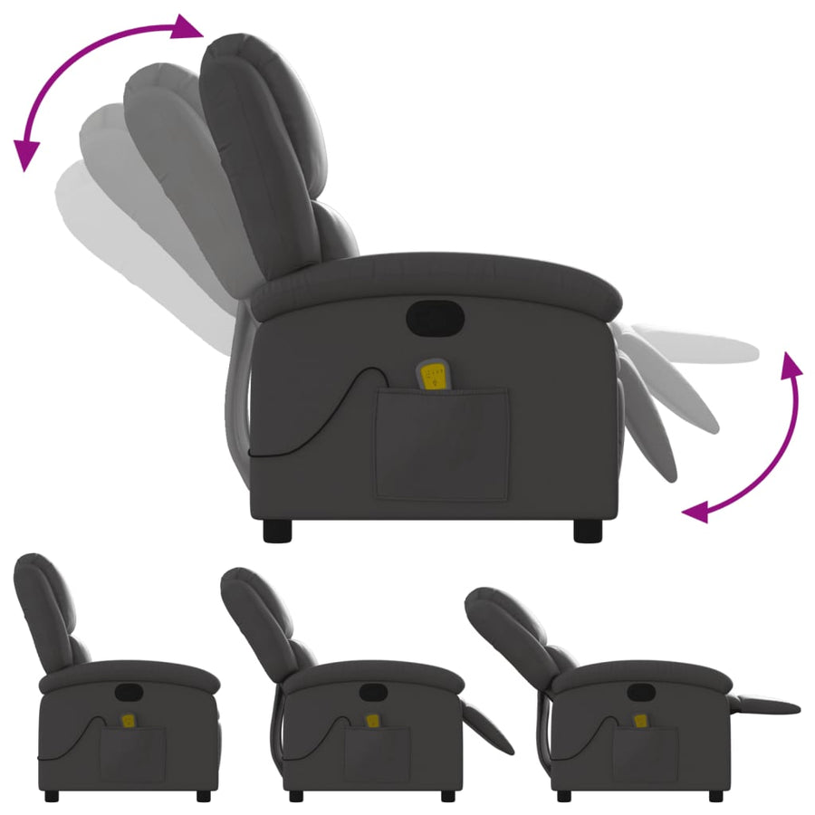 Massagestoel van echt leer, grijs