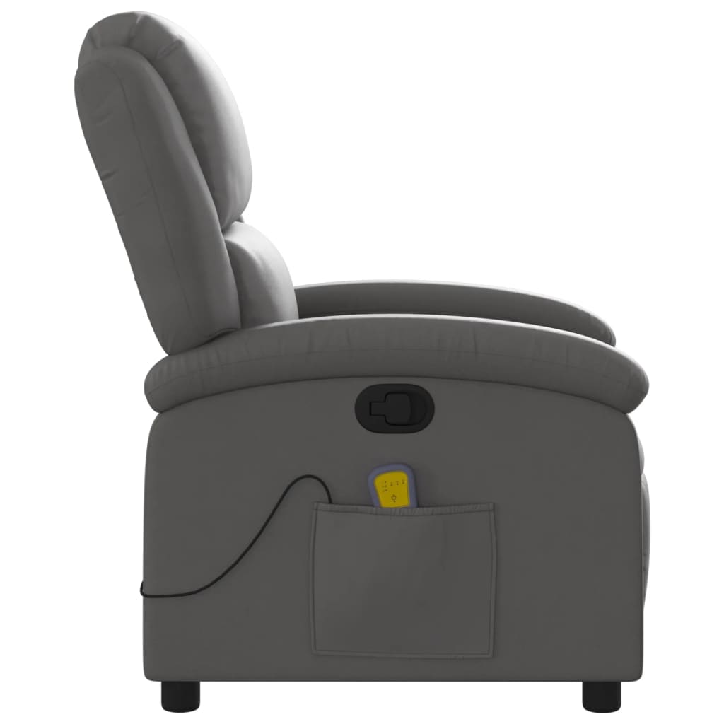 Massagestoel van echt leer, grijs