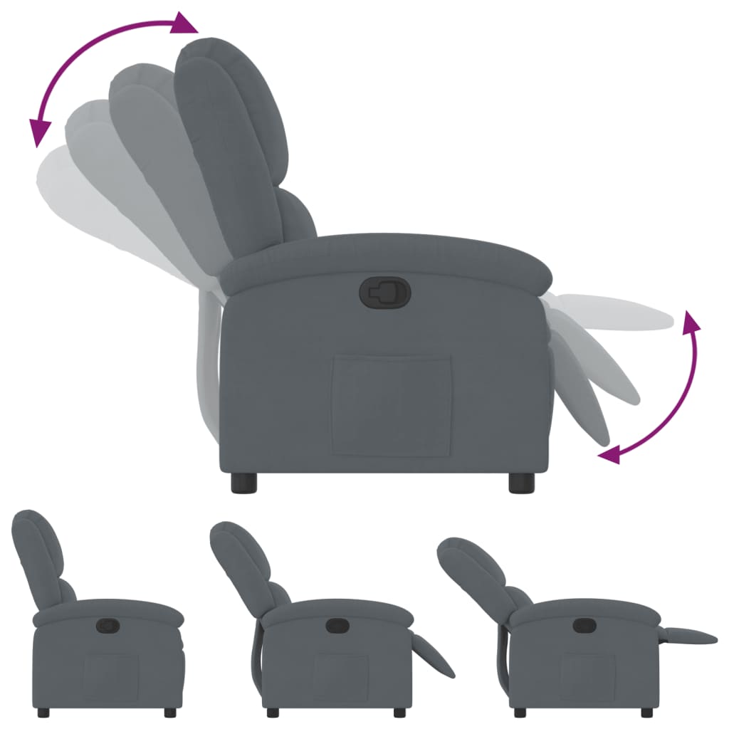 Relaxfauteuil Donkergrijs Fluweel