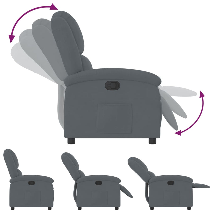 Relaxfauteuil Donkergrijs Fluweel