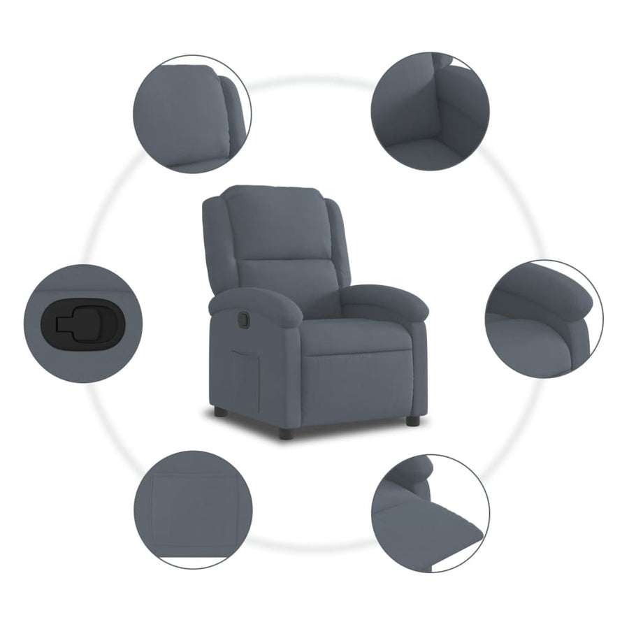 Relaxfauteuil Donkergrijs Fluweel