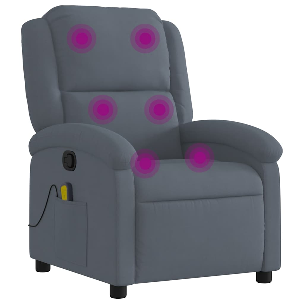 Massagestoel in donkergrijs fluweel