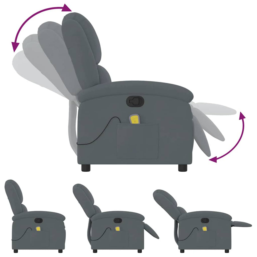 Massagestoel in donkergrijs fluweel