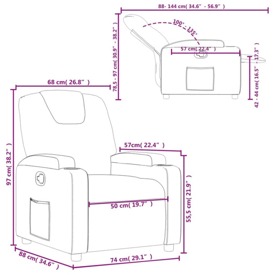 Relaxfauteuil lichtgrijze stof