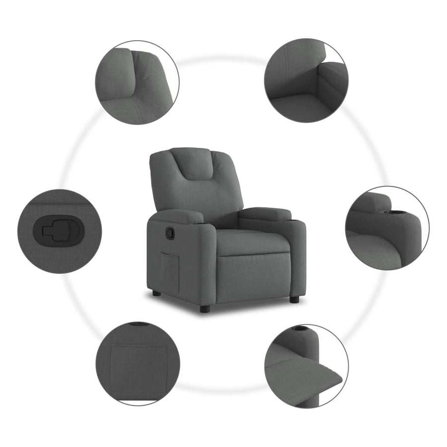 Relaxfauteuil Donkergrijze Stof
