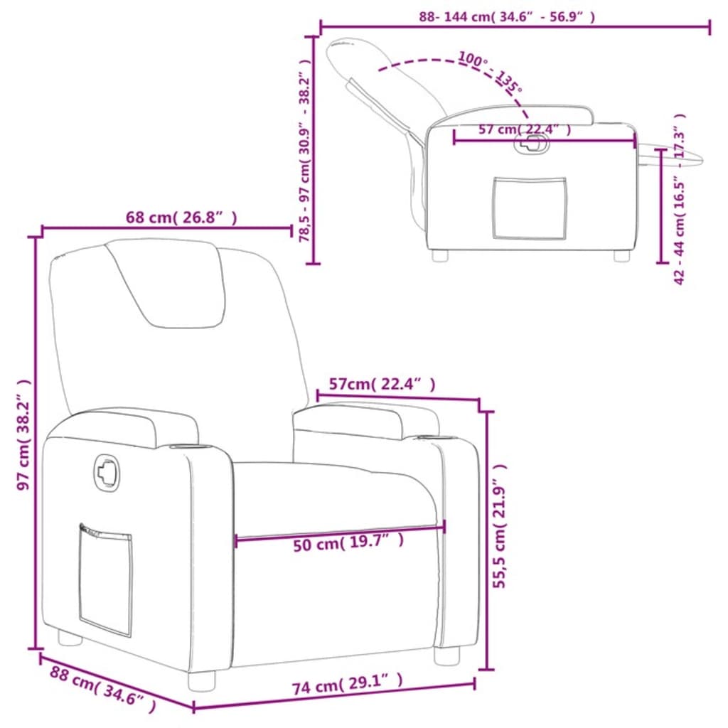 Relaxfauteuil Crème Stof