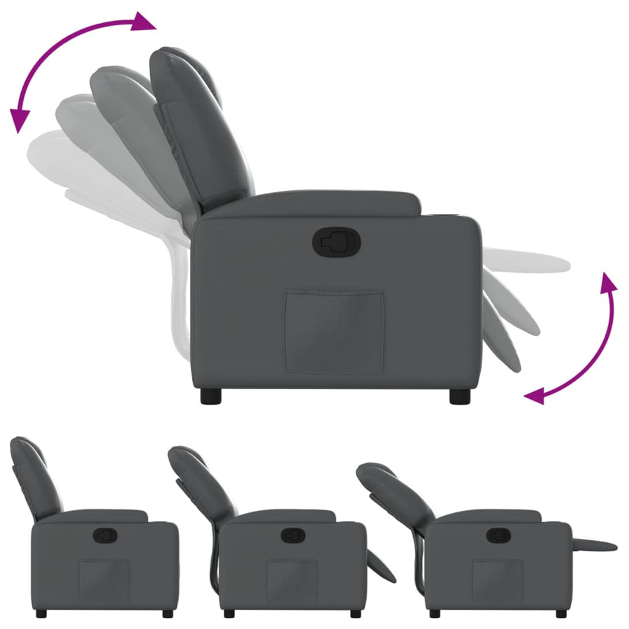 Relaxfauteuil grijs kunstleer