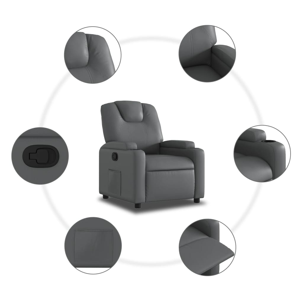 Relaxfauteuil grijs kunstleer