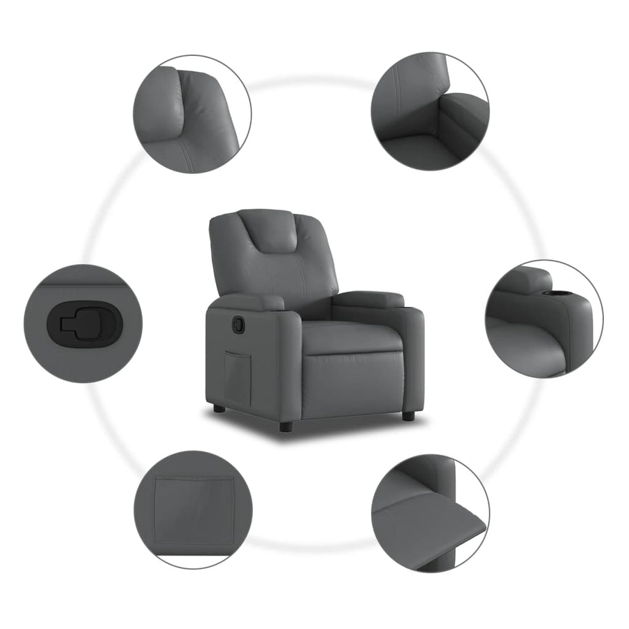 Relaxfauteuil grijs kunstleer