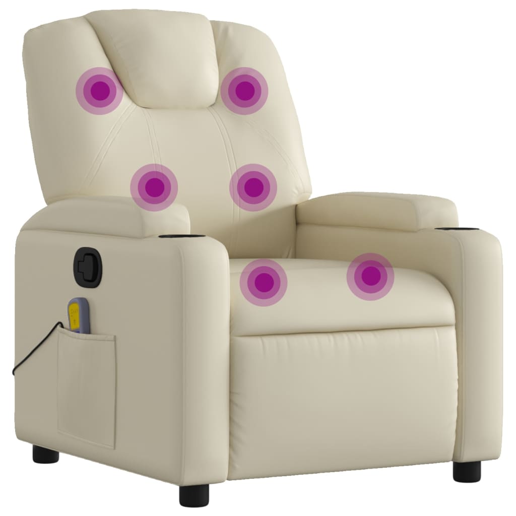 Massagestoel van kunstleer in crèmekleur