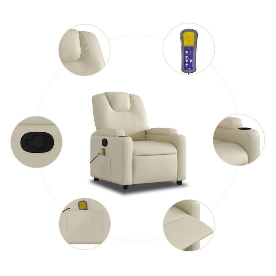 Massagestoel van kunstleer in crèmekleur