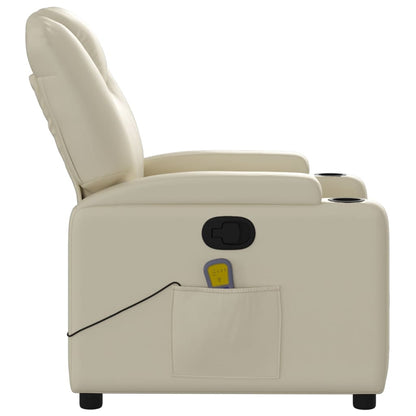 Massagestoel van kunstleer in crèmekleur