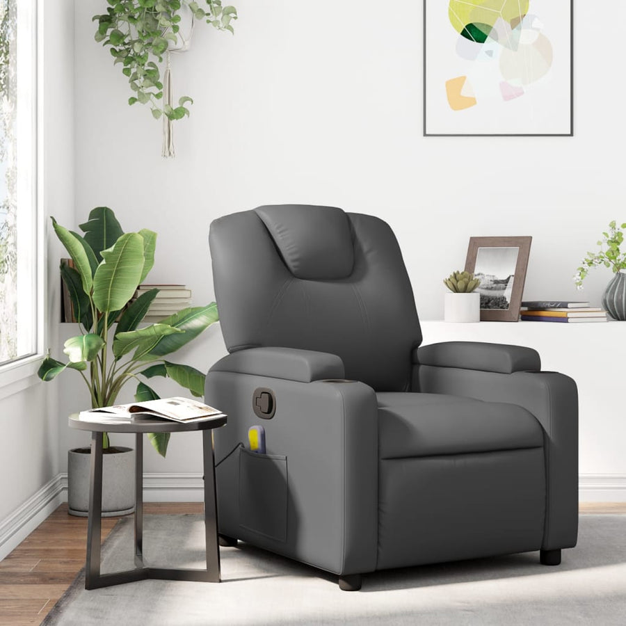 Massagestoel van grijs kunstleer
