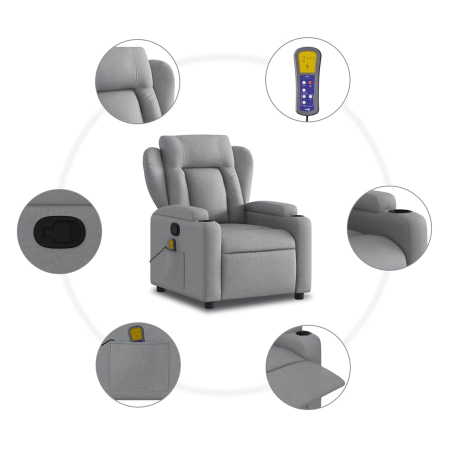 Massagestoel met lichtgrijze stof