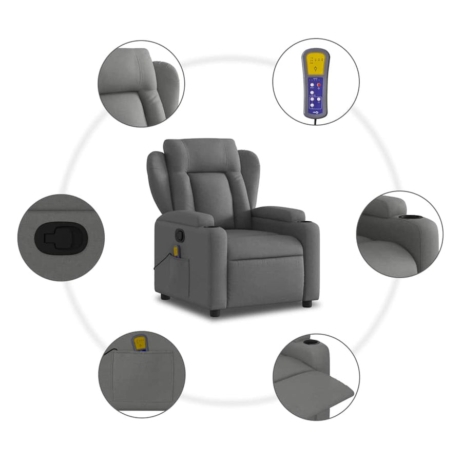 Massagestoel in donkergrijze stof