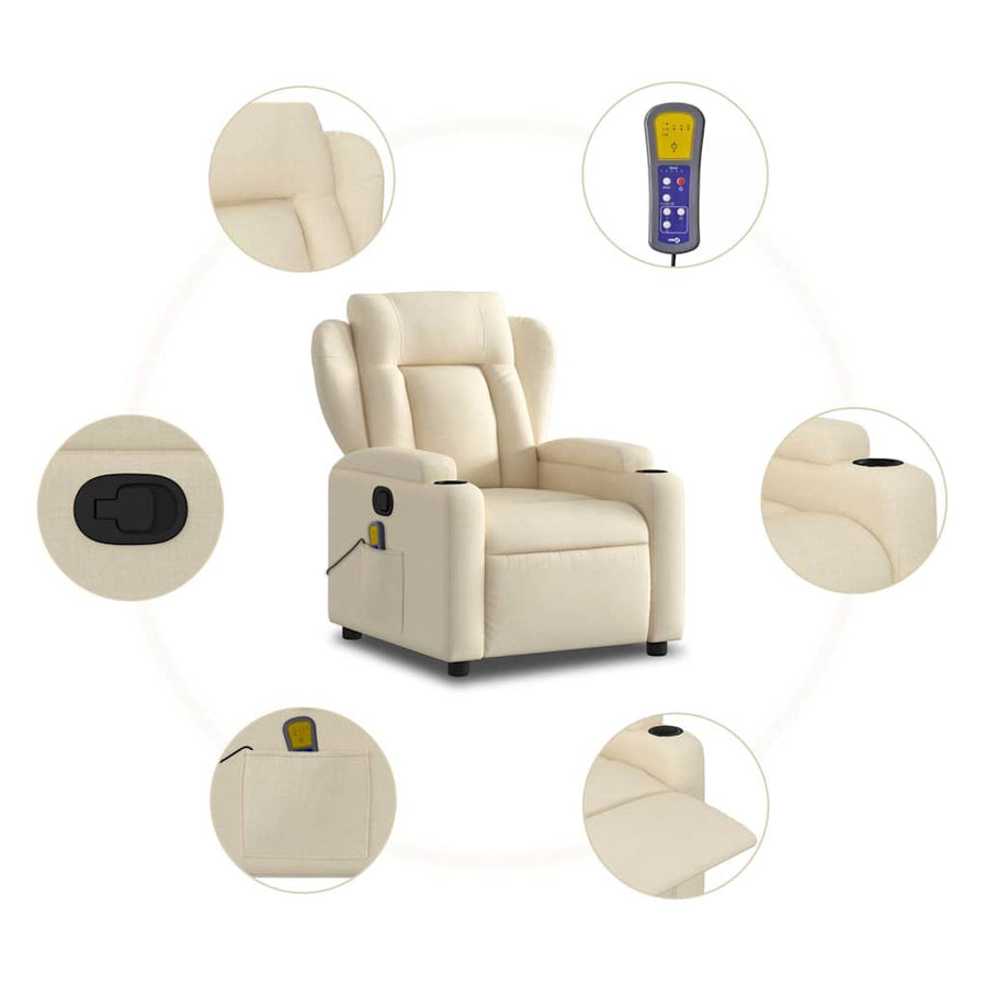 Massagestoel met crèmekleurige stof