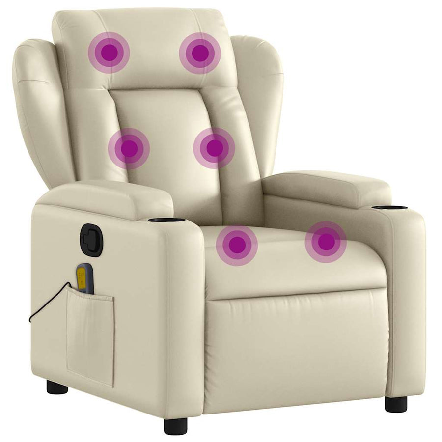 Massagestoel van kunstleer in crèmekleur