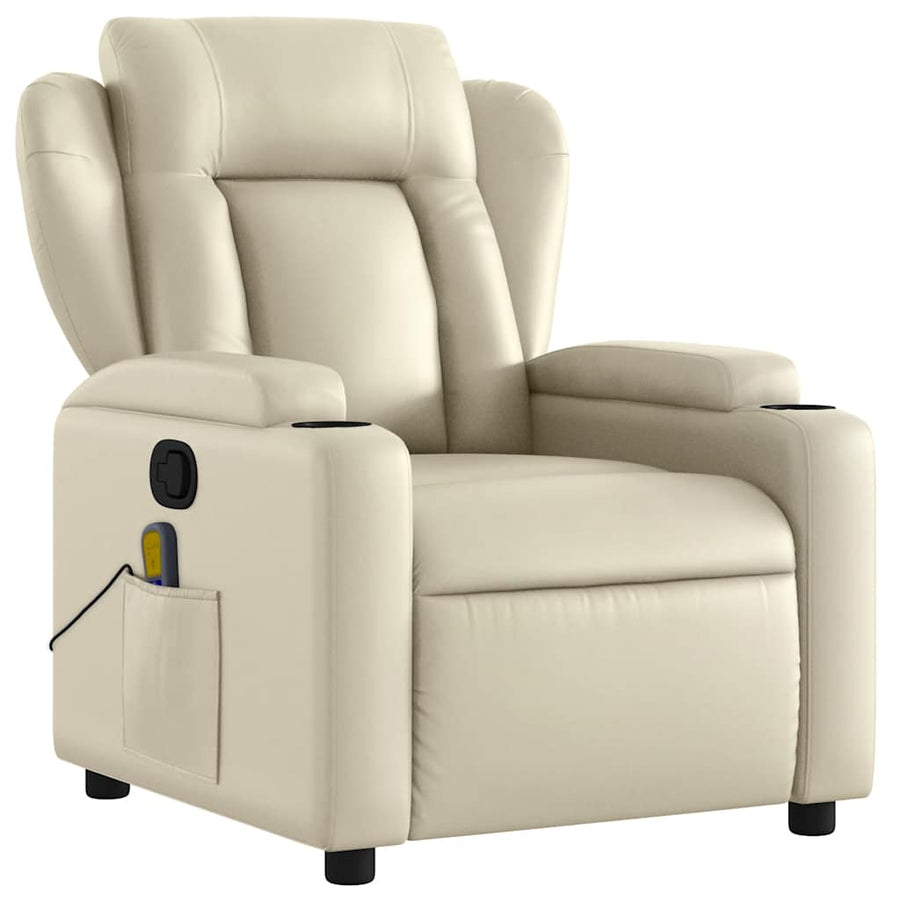 Massagestoel van kunstleer in crèmekleur